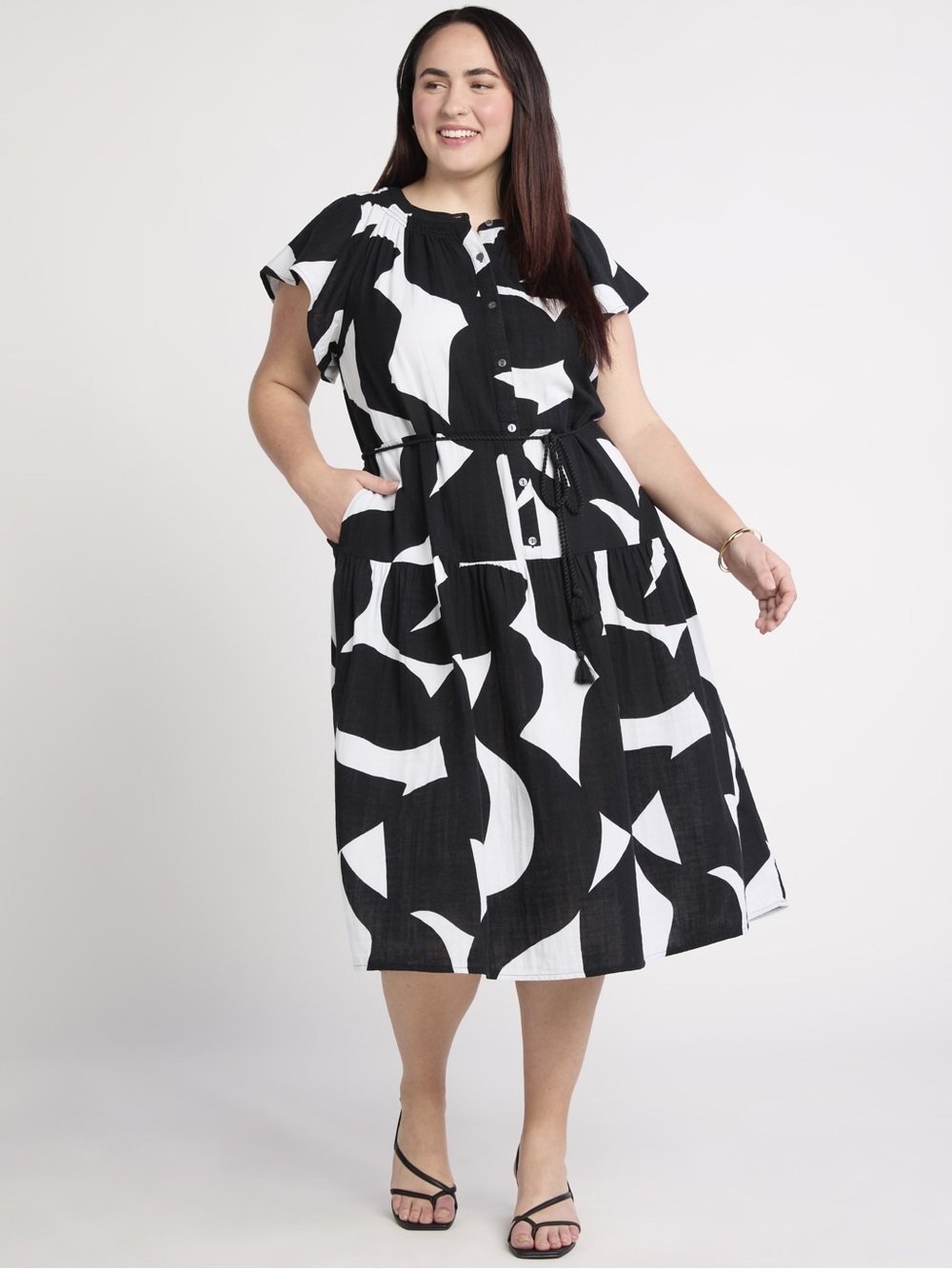Time and Tru Double Cloth Cotton Midi Dress XXL